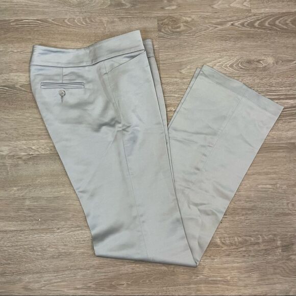 Josef Silver Color Flat front Straight pants Satin Stretchy Treasure Low Rise - Picture 5 of 9
